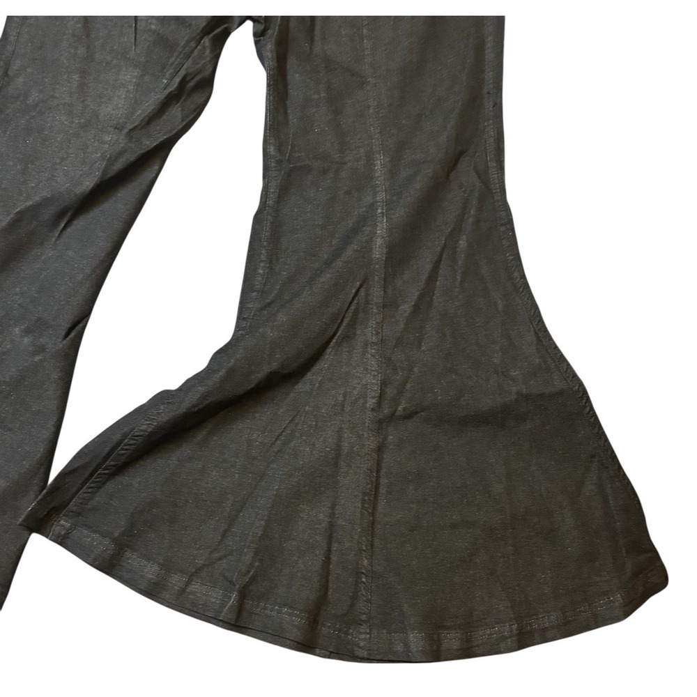 Umgee Pants Womens 9 Wide Flare Leg Lagenlook Ankle Black Denim‎ J4053 NWT - Picture 2 of 4